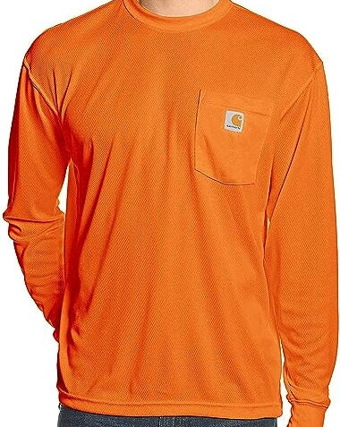 Carhartt Men's Force Color Enhanced Long-Sleeve T-Shirt | Brite Orange - Image 4