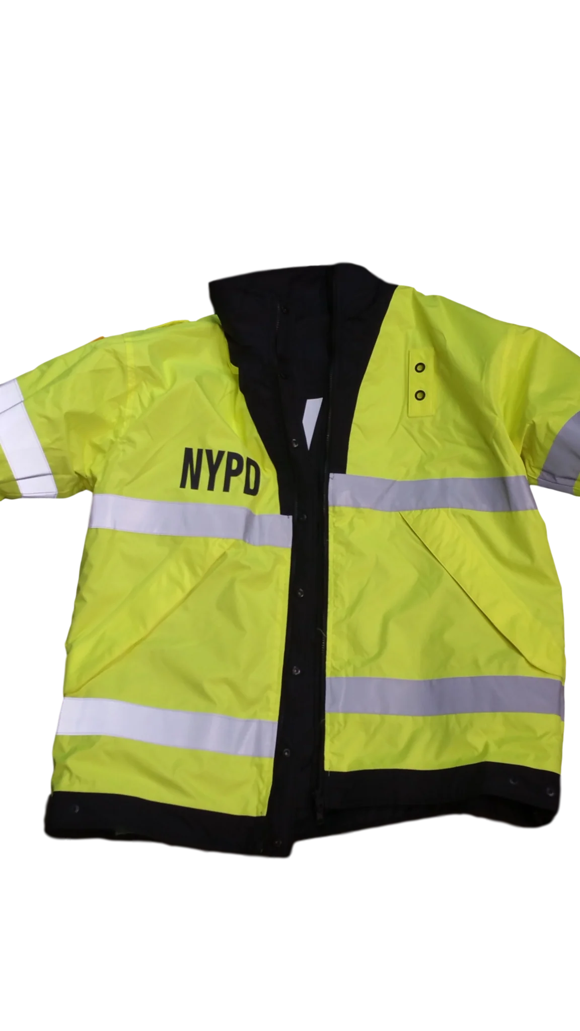 NYPD Reversible Hi-Vis Raincoat with Screen Print & Patches - Image 4